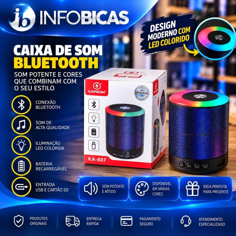 Mini Caixa de Som Kapbom LED
