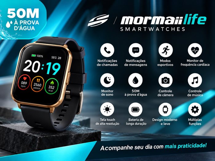 Smartwatch Mormaii Life quadrado